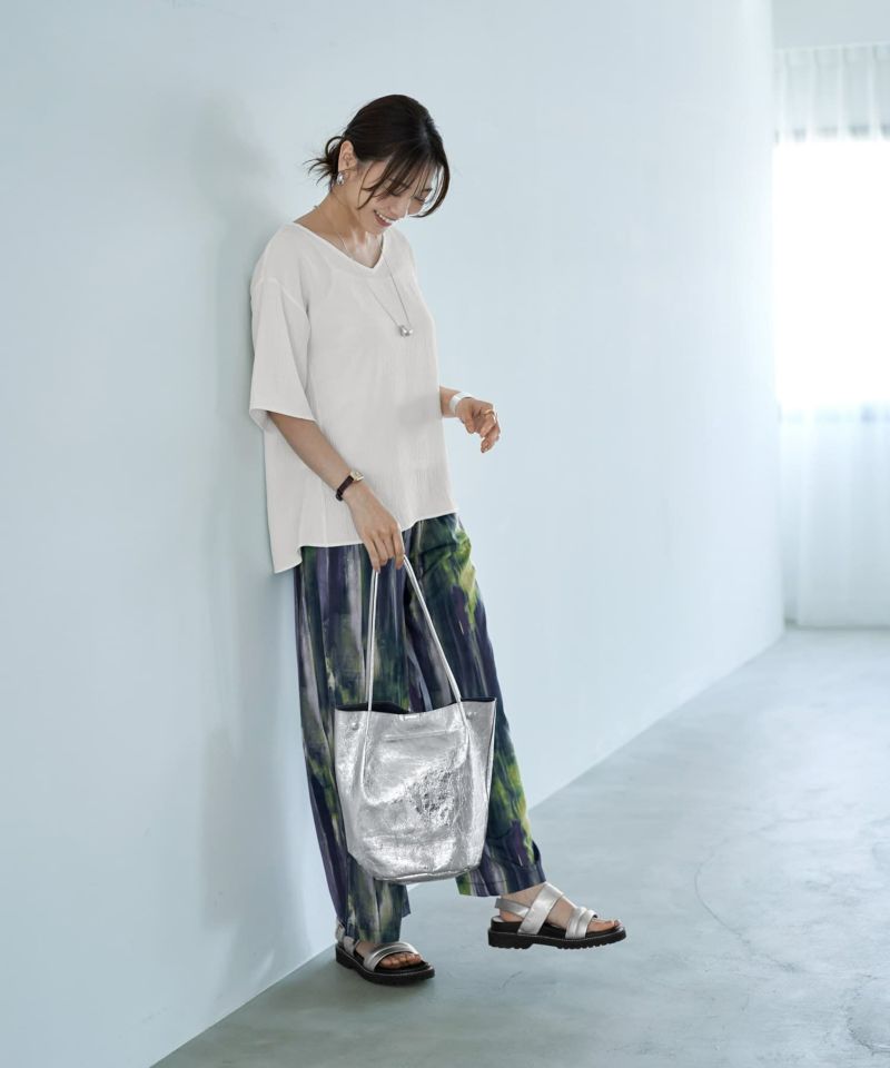 ブラウス シャツ 微シアー楊柳VネックTシャツ型ブラウス レディース 微シアー楊柳VネックTシャツ型ブラウス | おしゃれな大人