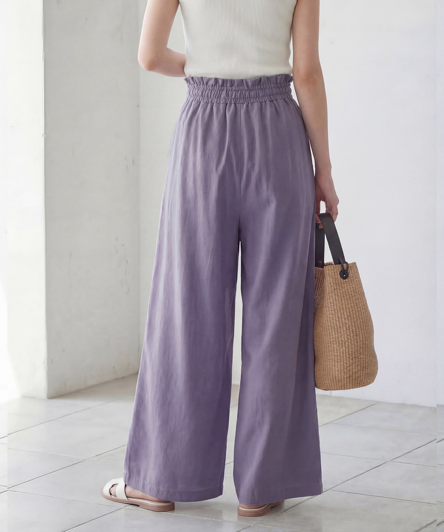 エステルリシェオックス ワイドパンツ 44 ライラック 