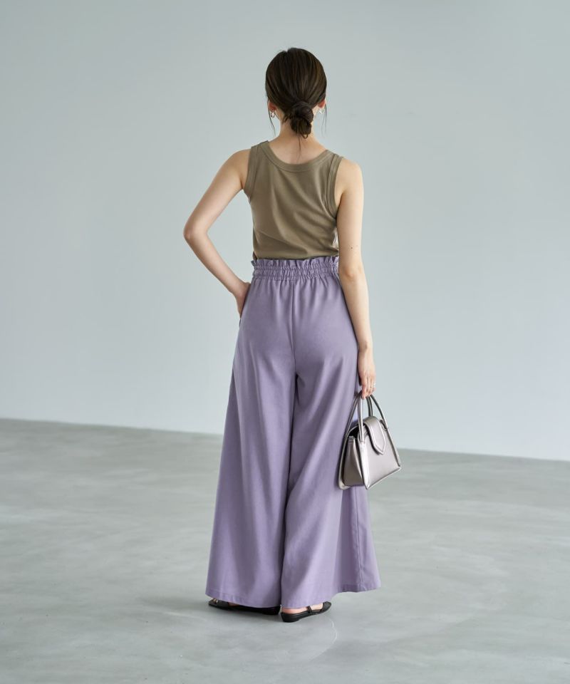 新品！　la.f.. 麻混　ワイド　パンツ　サイズM Laf…｜【大きいサイズ】麻調ワイドパンツ≪洗濯機で洗える
