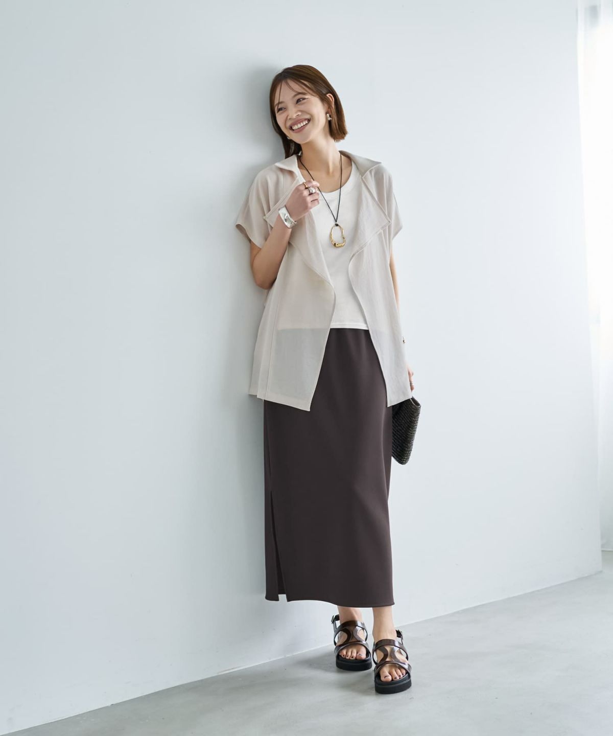 着用イメージ　167cm ホワイト