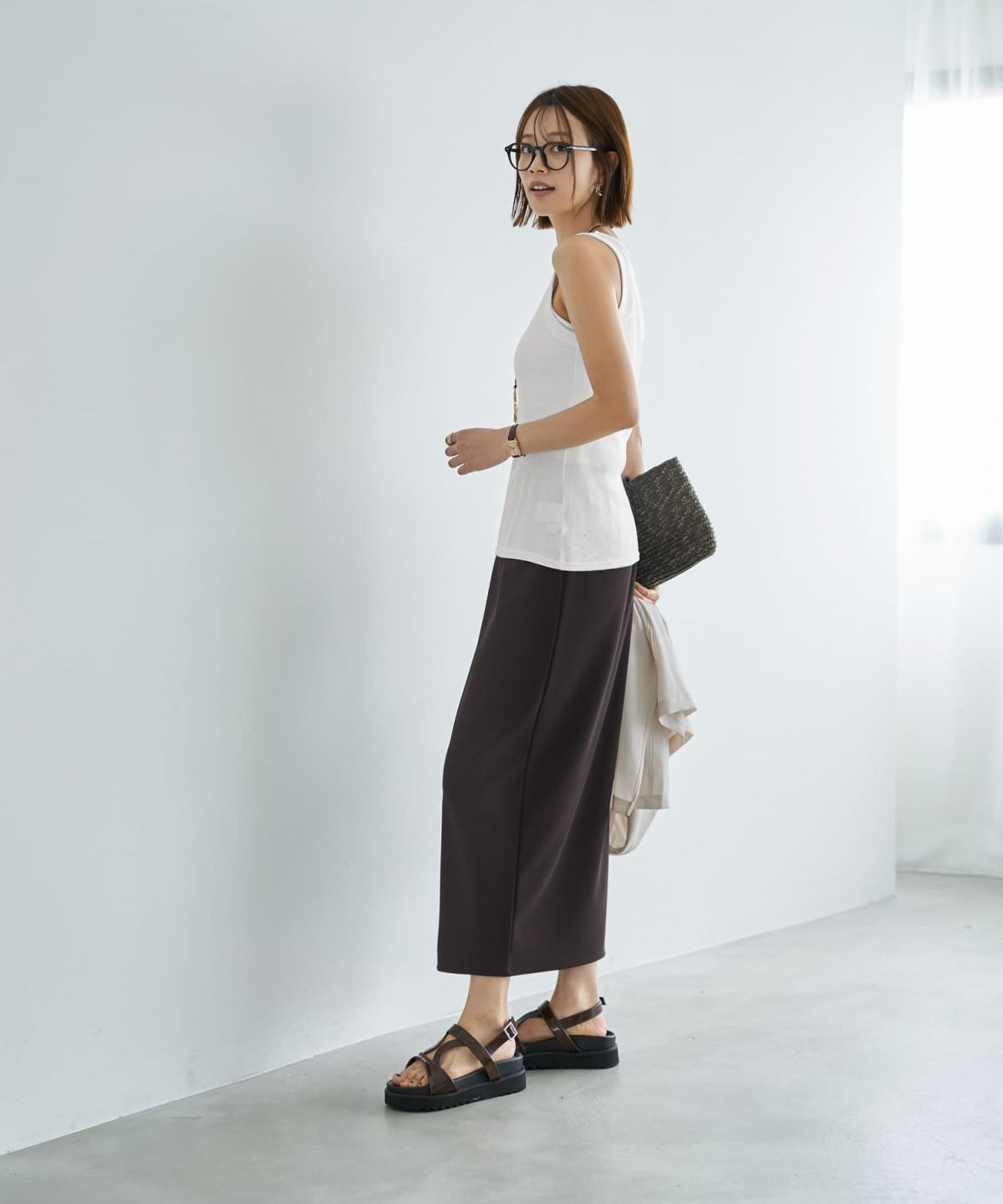 着用イメージ　167cm ホワイト