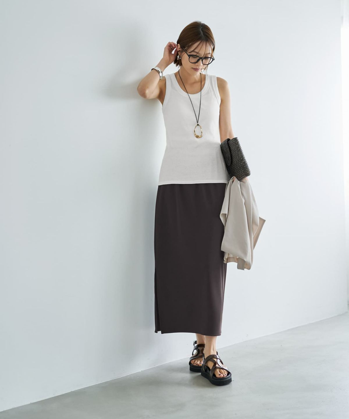 着用イメージ　167cm ホワイト