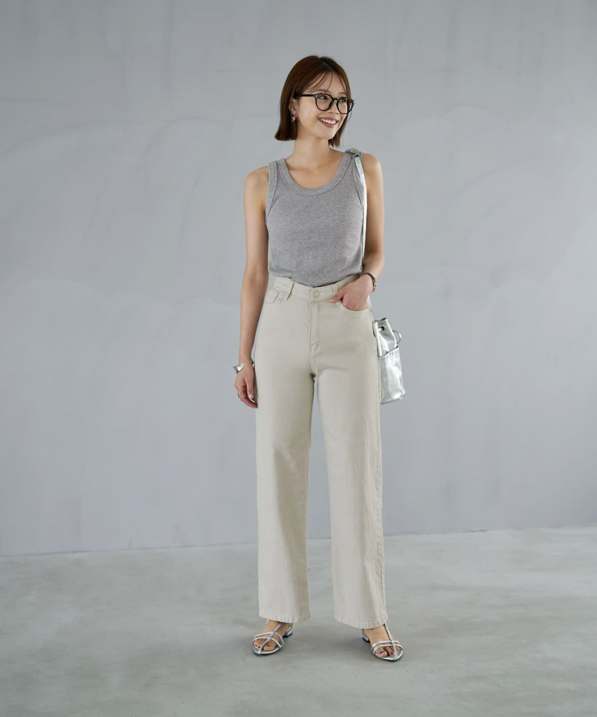 着用イメージ　167cm ライトグレー