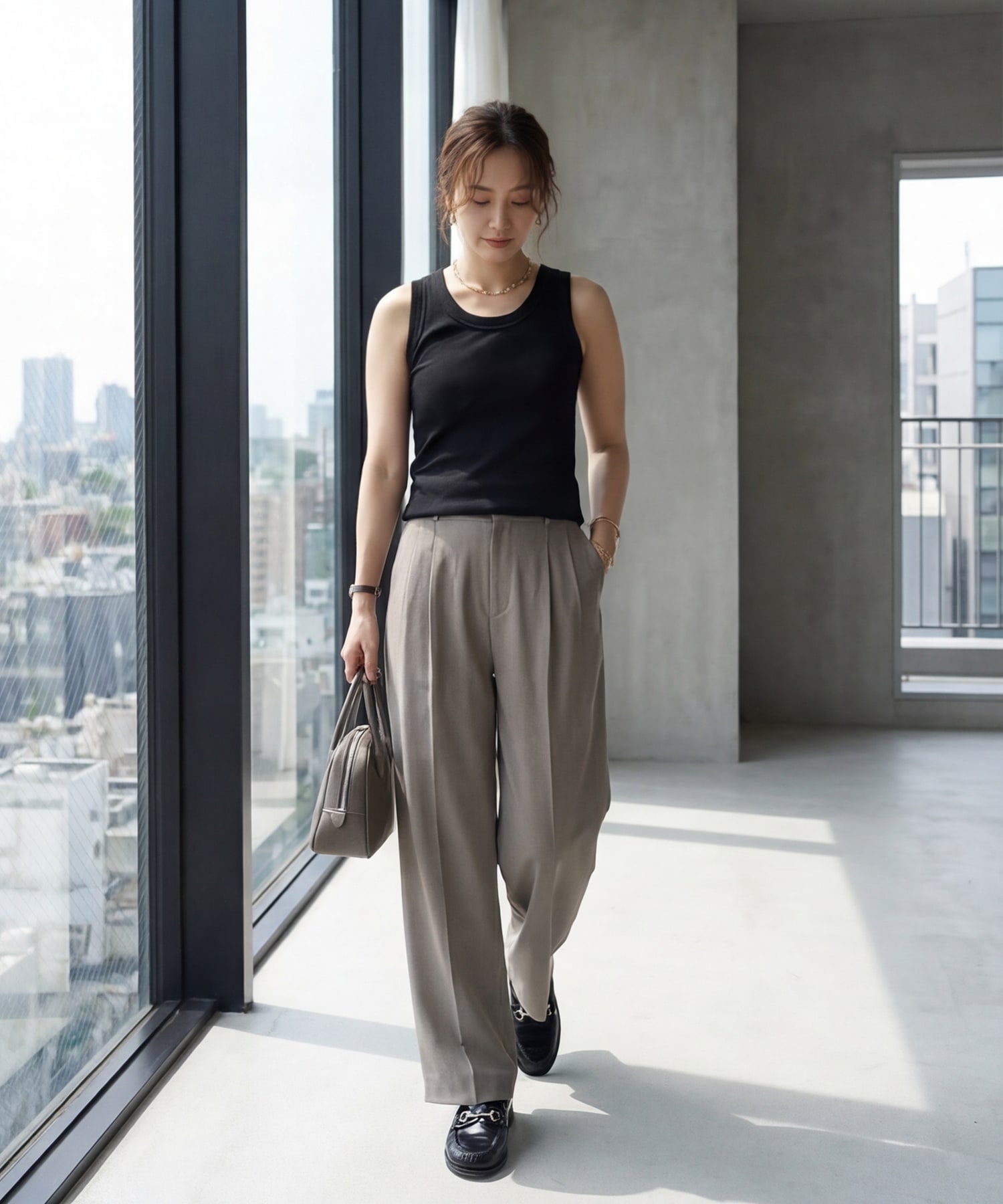 着用イメージ　167cm ダークセピア