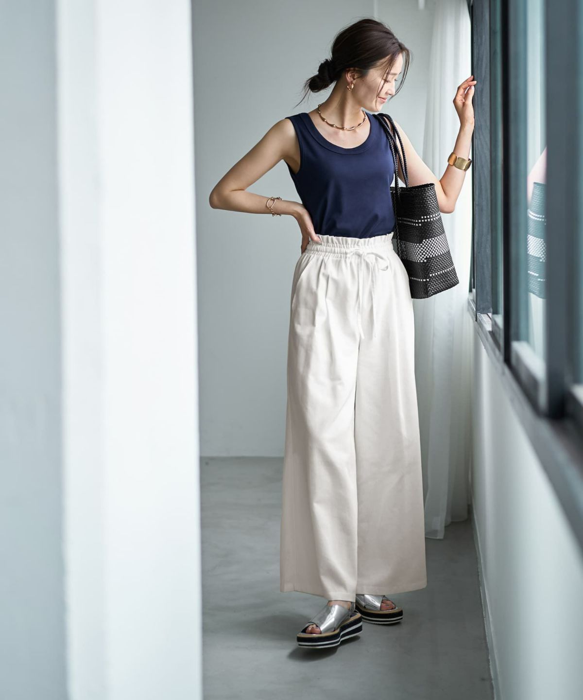 着用イメージ　166cm ネイビー