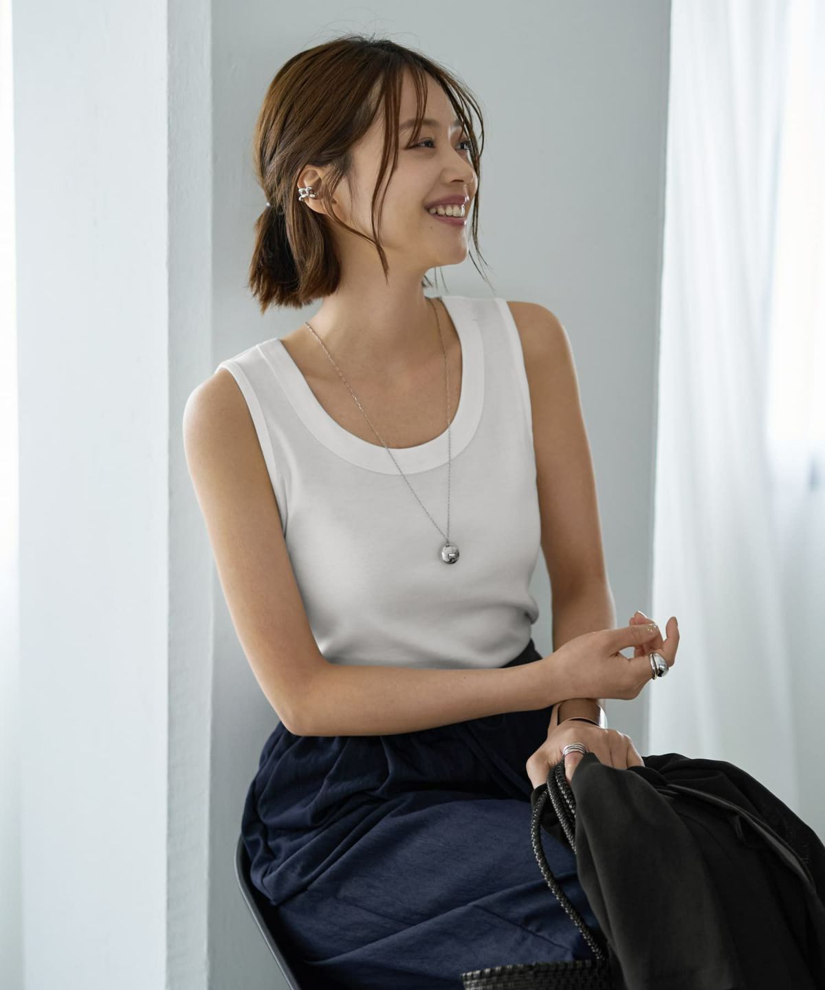 着用イメージ　167cm ホワイト