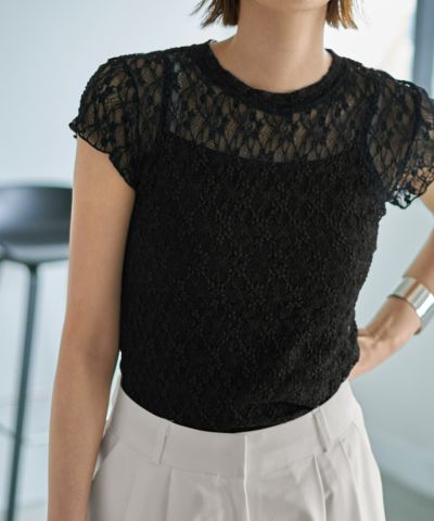 styling/ ストレッチレーストップス 新作！ストレッチレースハイネックトップス | FRAY I.D
