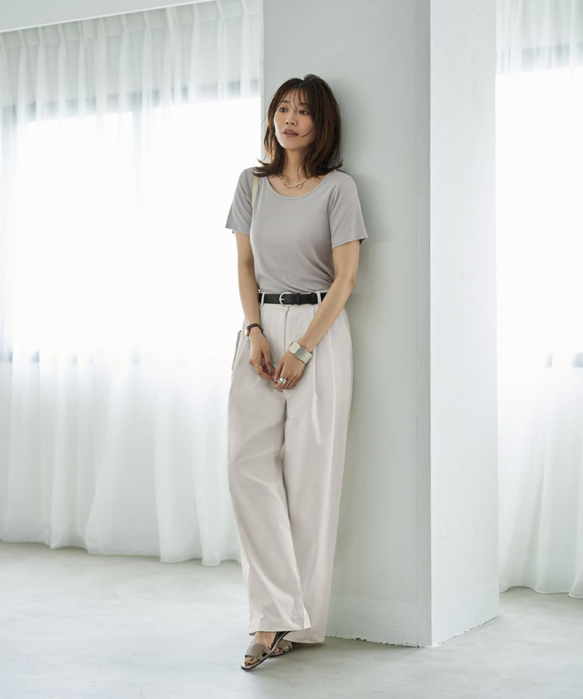 着用イメージ　166cm アイスグレー