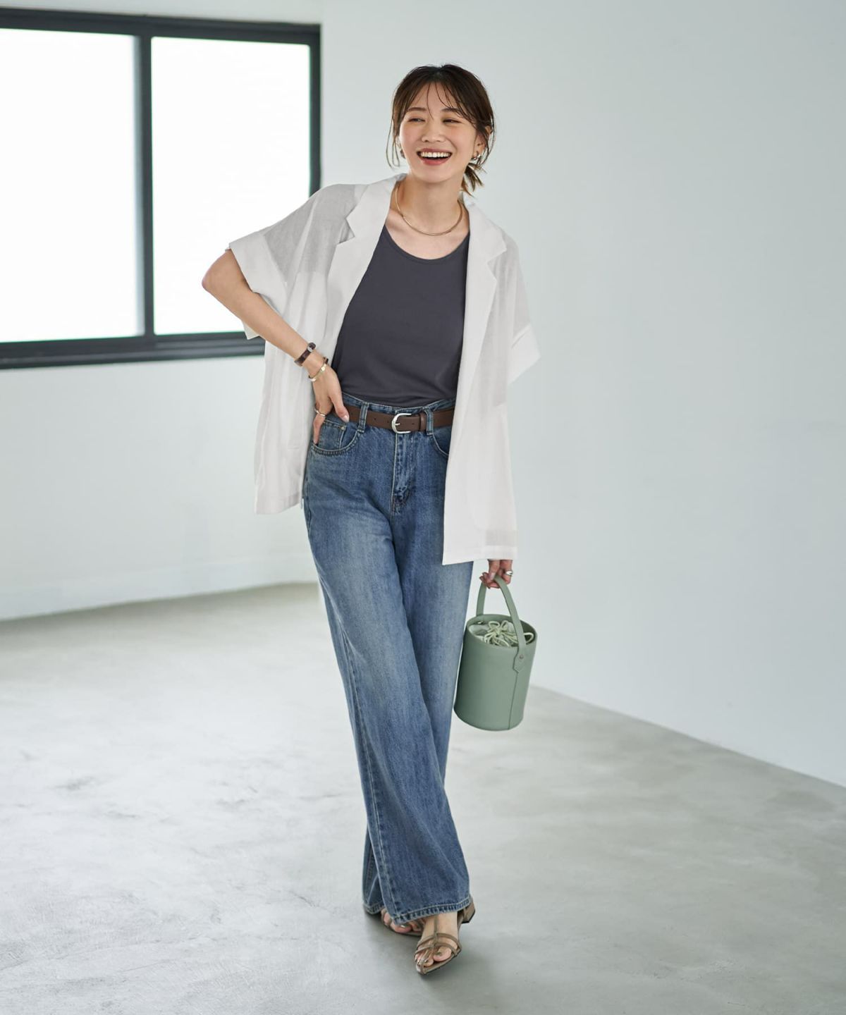 着用イメージ　166cm チャコールグレー