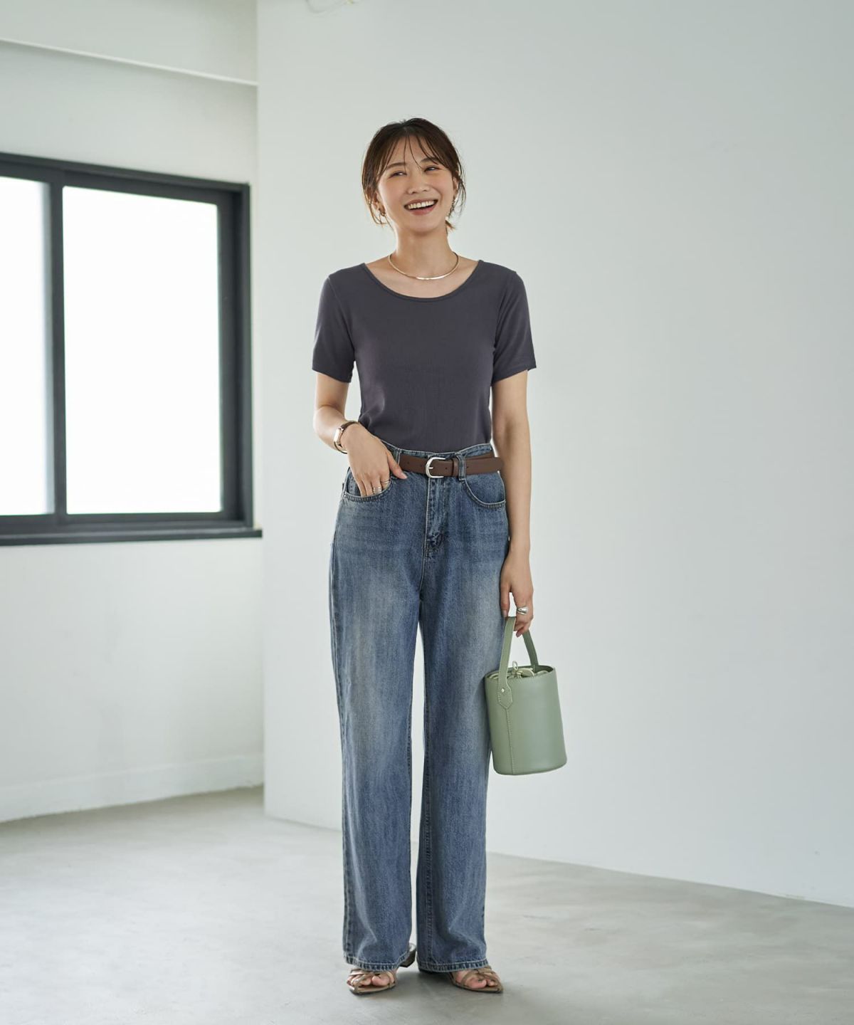 着用イメージ　166cm チャコールグレー