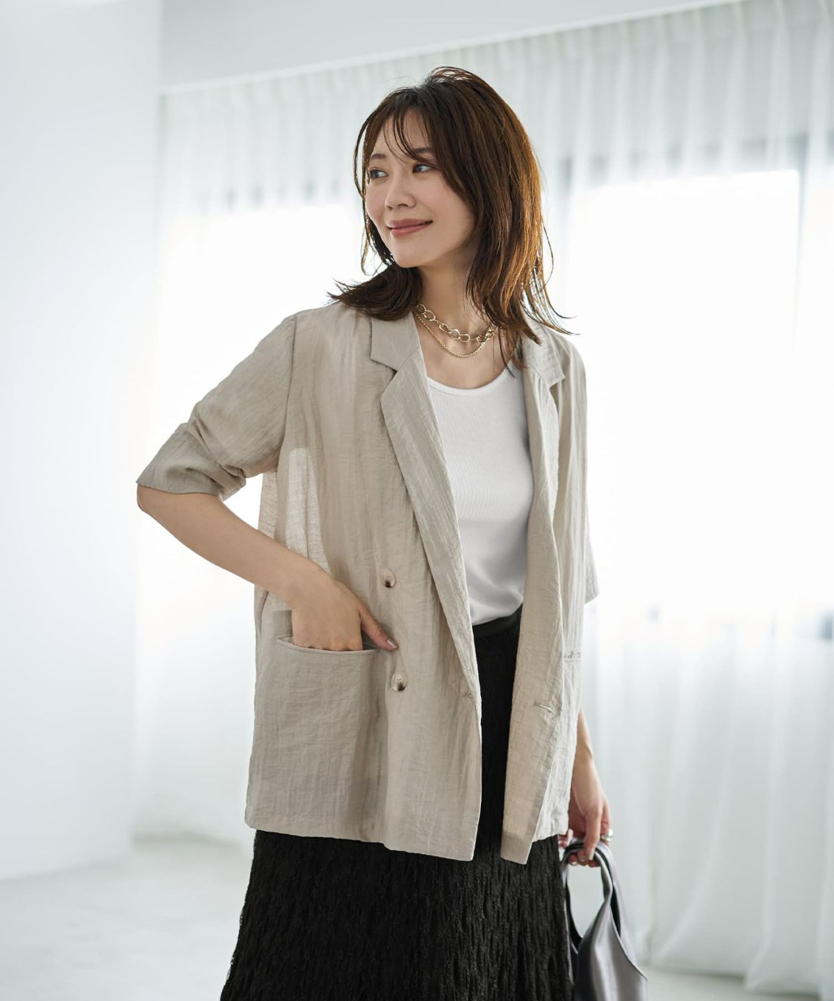 着用イメージ　166cm ホワイト