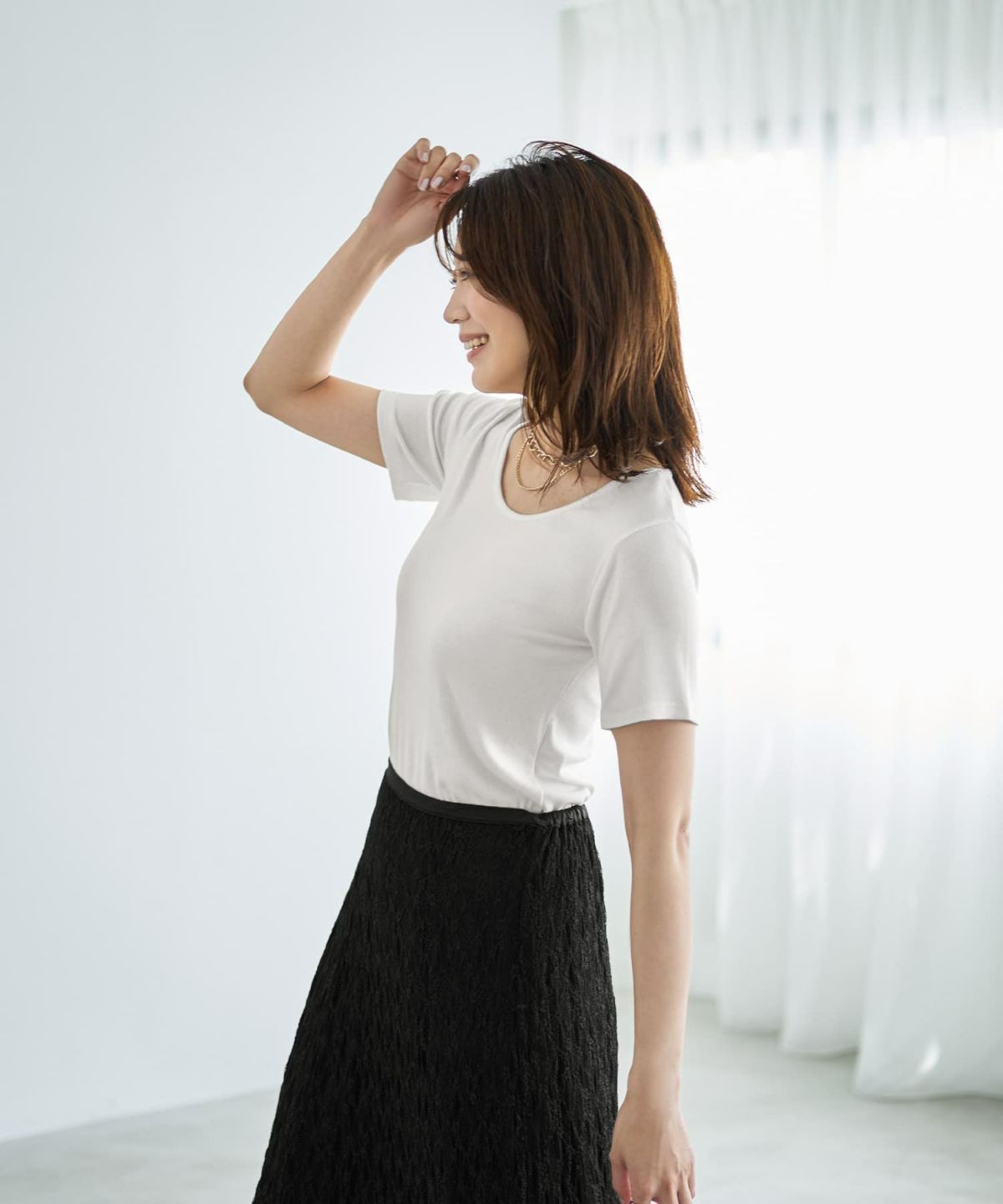 着用イメージ　166cm ホワイト