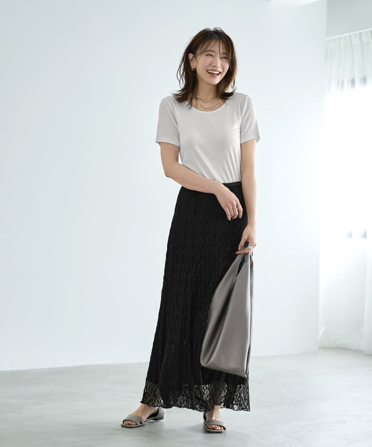 着用イメージ　166cm ホワイト