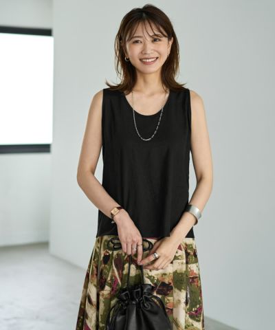 麻混タンクトップ型ブラウス | おしゃれな大人レディース