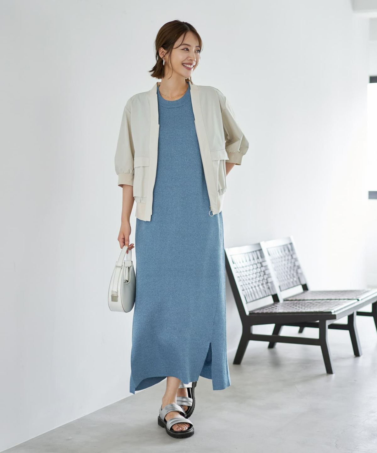 着用イメージ　167cm ライトベージュ