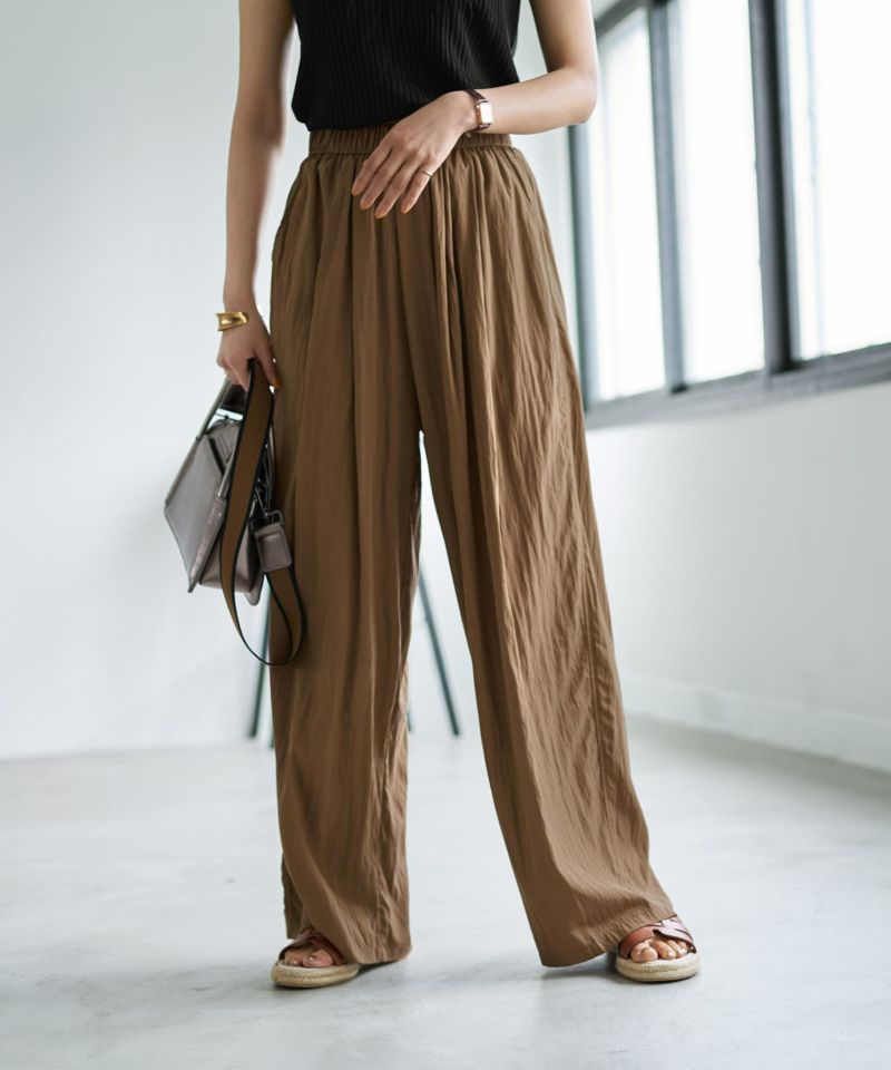as\"on ブラック ワイドパンツ mp12773-Accordion Jacquard Denim Wide Straight Pants ワイド