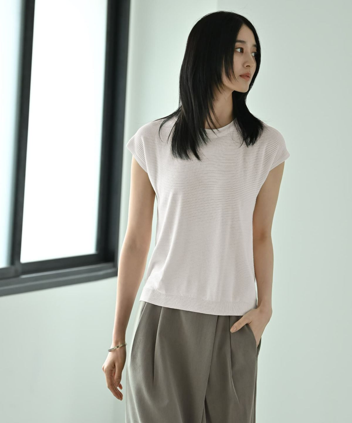 着用イメージ 170cm アイボリー