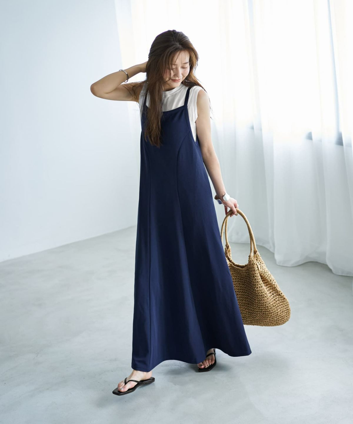 着用イメージ 166cm ネイビー サイズ02