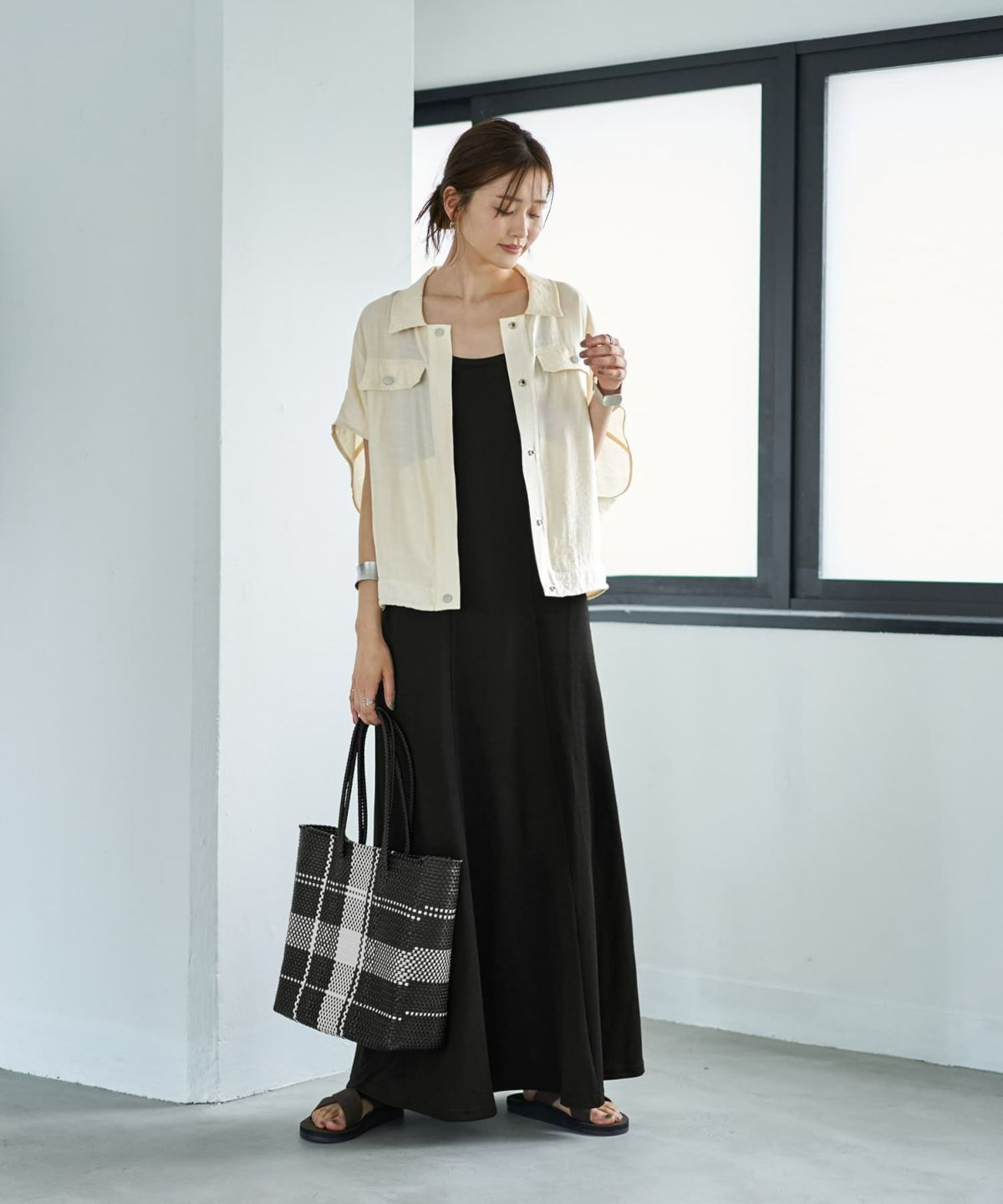 着用イメージ 166cm ブラック サイズ02