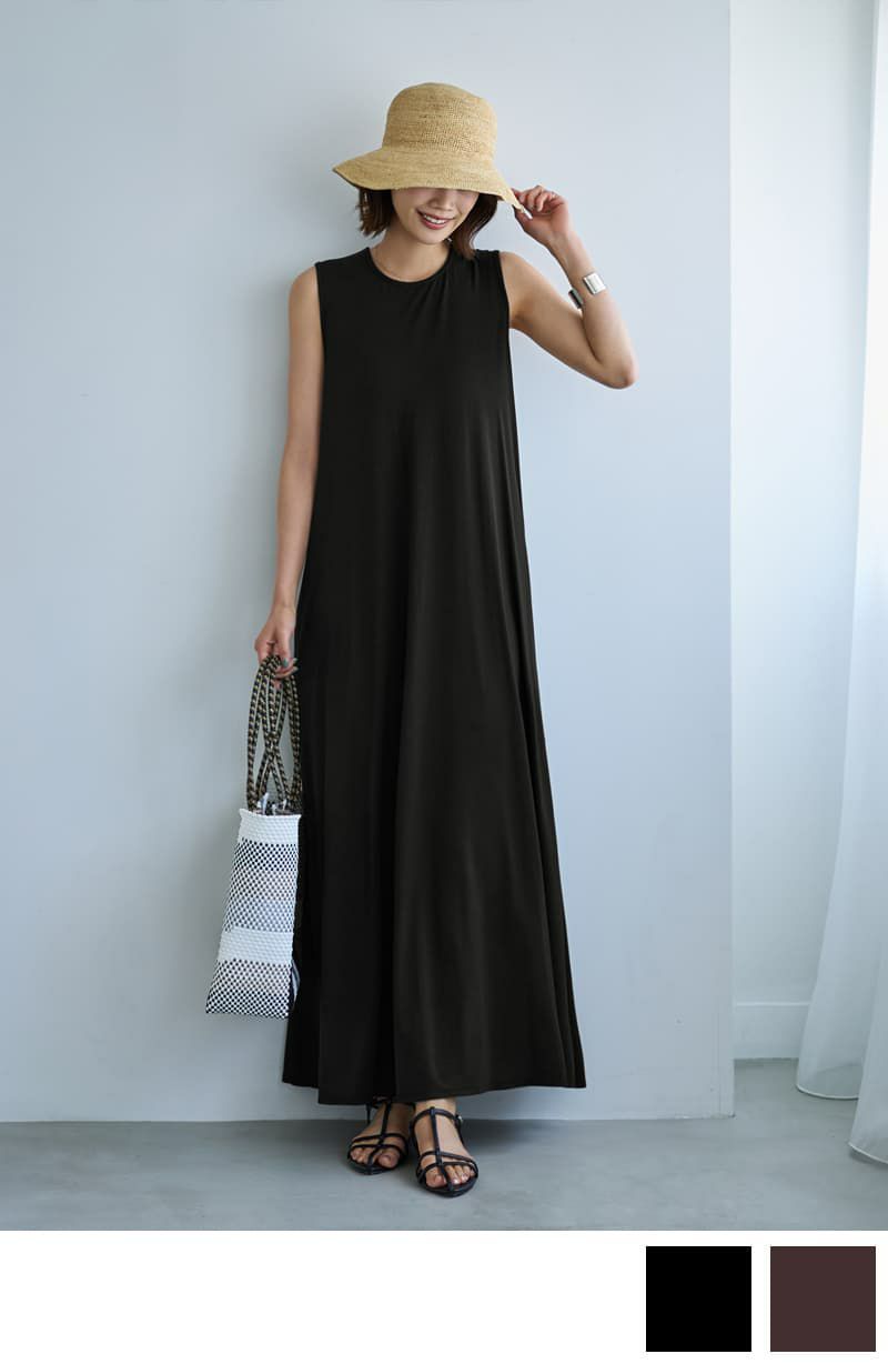 ワンピース 七分袖 ミディ丈 無地 シンプル ブラック 上品 S-XL 婦人 二重編み七分袖ワンピース | 無印良品