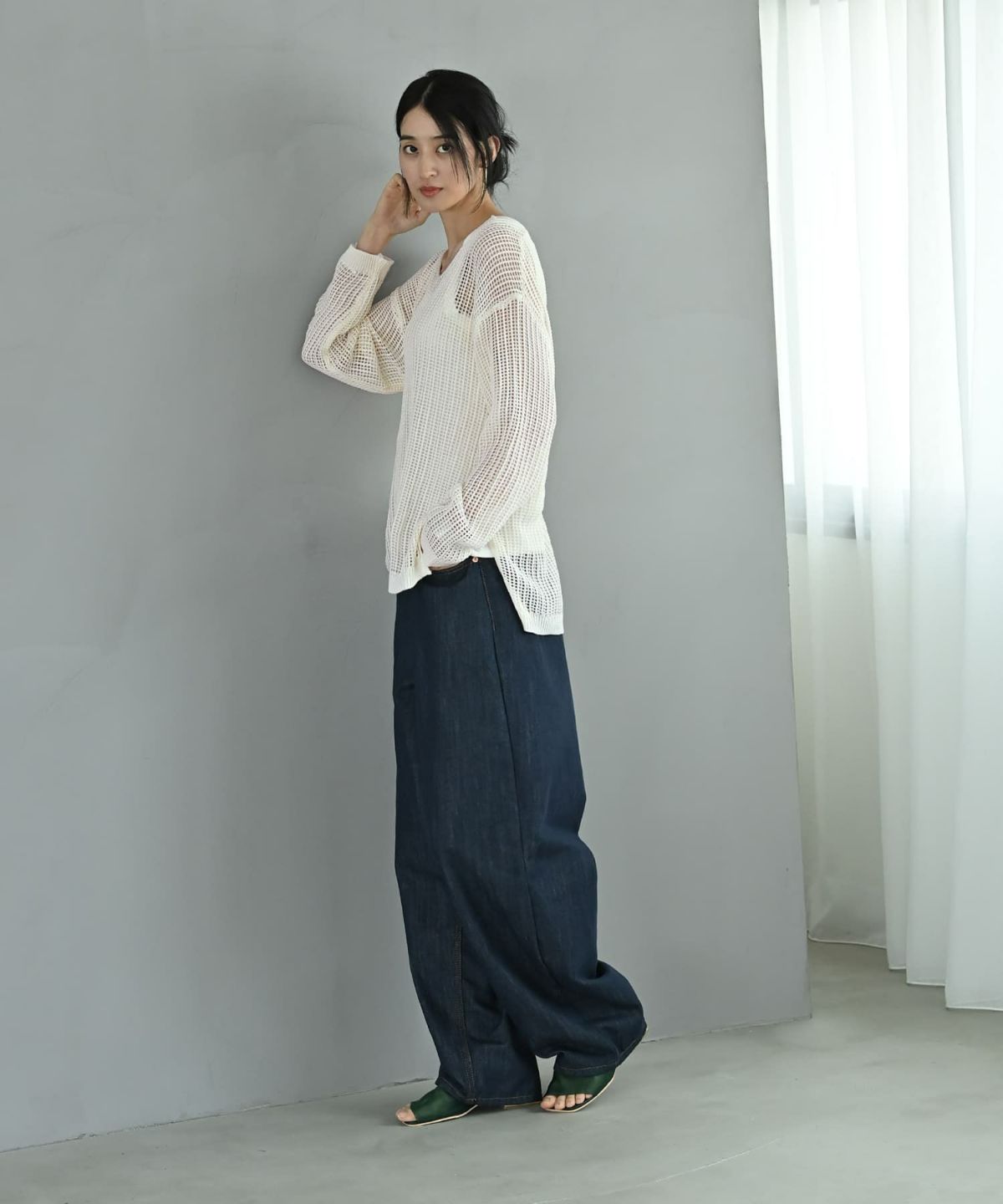 着用イメージ 170cm アイボリー