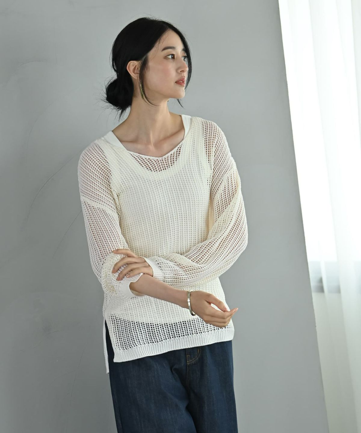 着用イメージ 170cm アイボリー