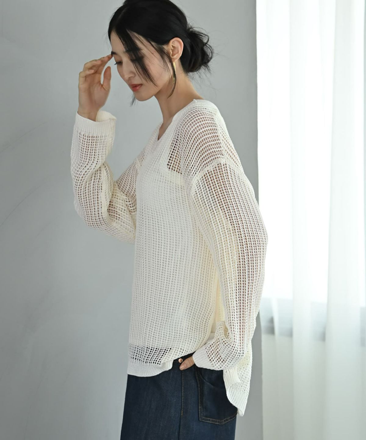 着用イメージ 170cm アイボリー