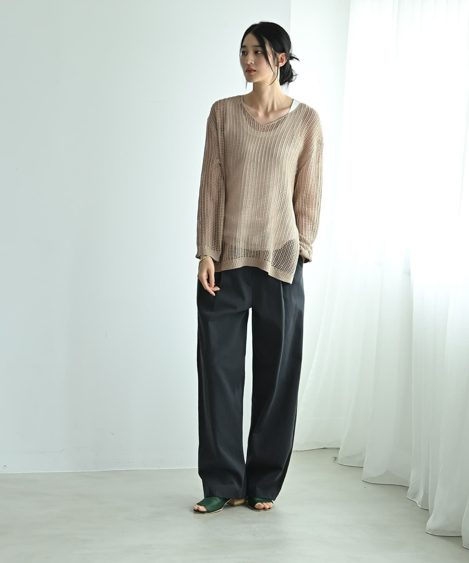 着用イメージ 170cm ベージュ