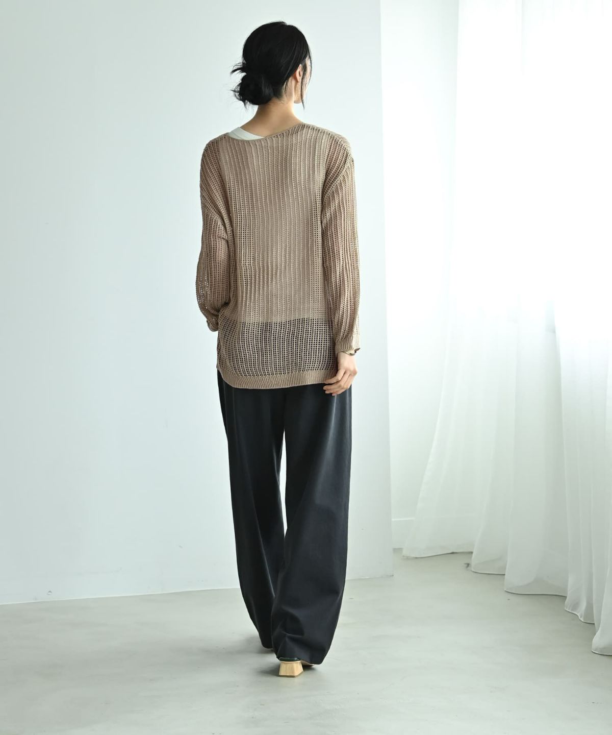 着用イメージ 170cm ベージュ