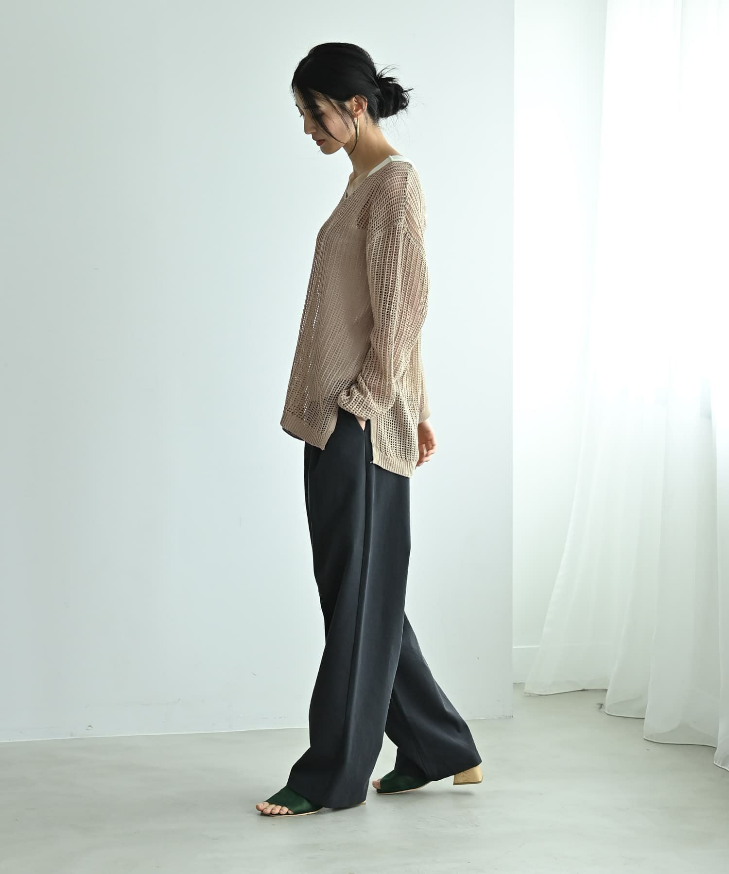 着用イメージ 170cm ベージュ