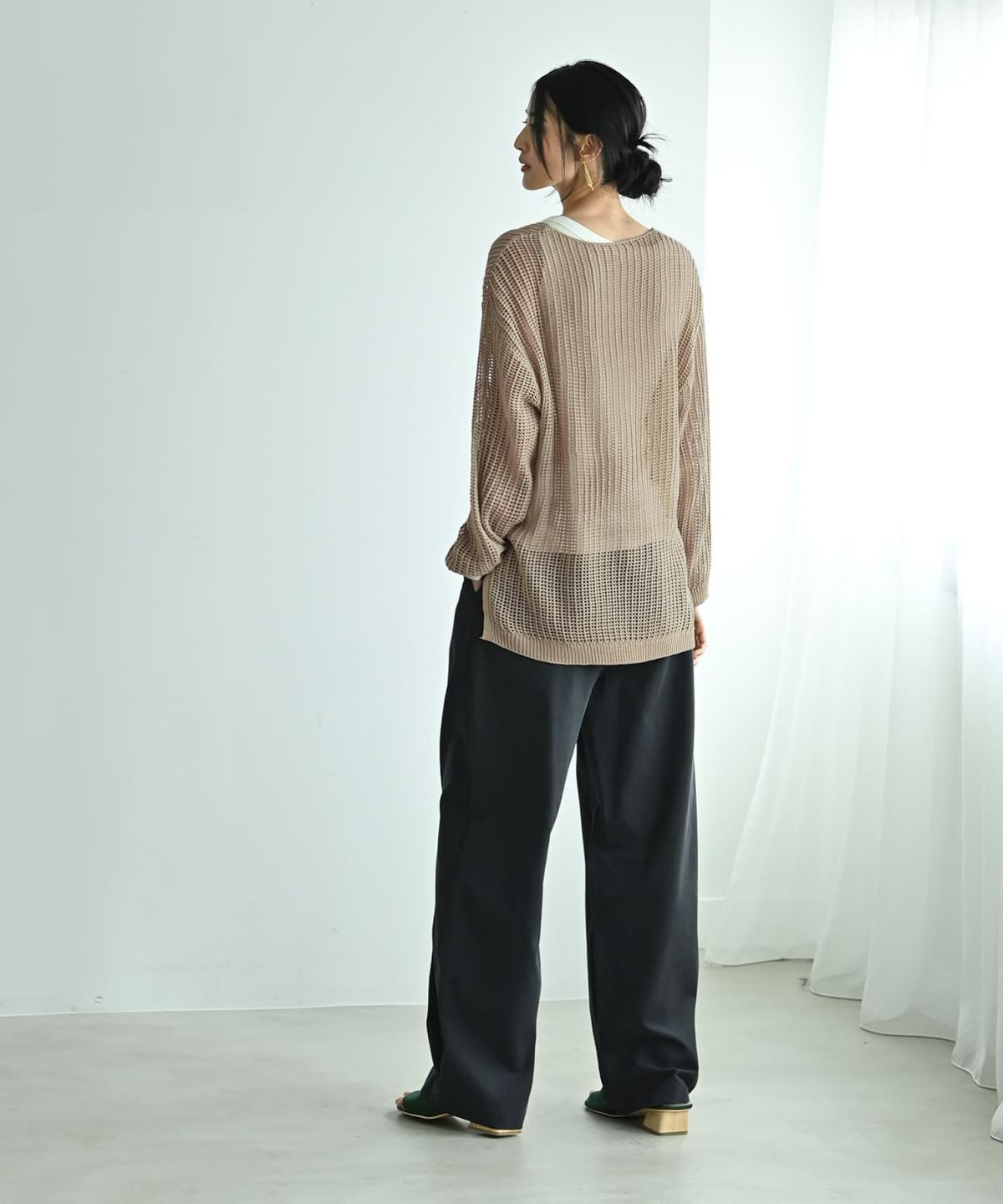 着用イメージ 170cm ベージュ