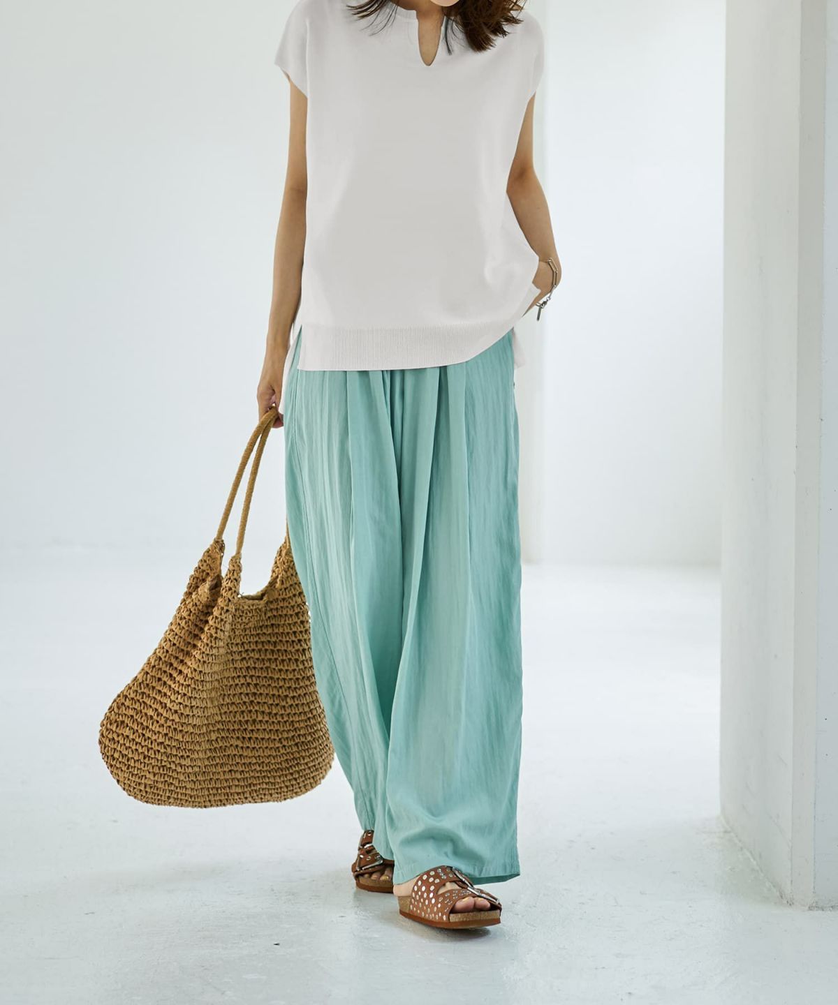 着用イメージ 166cm ダークミント