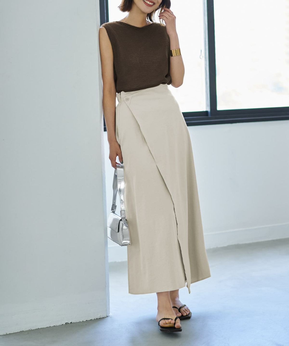 着用イメージ 167cm グレージュ