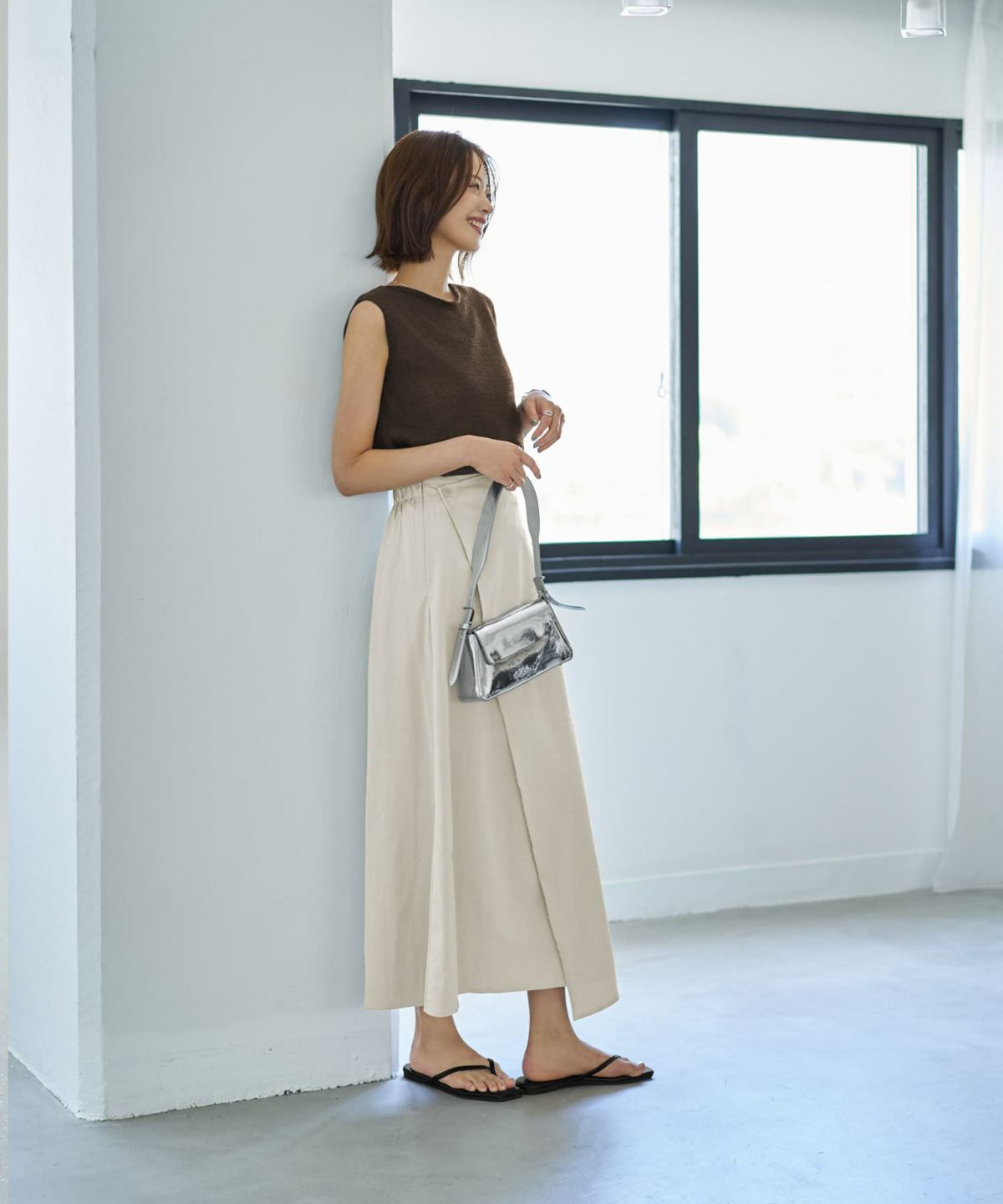 着用イメージ 167cm グレージュ