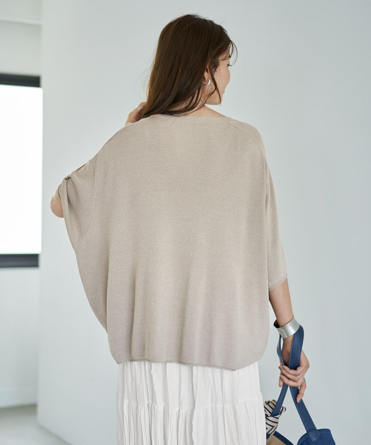 着用イメージ 166cm サンドベージュ×アイボリー