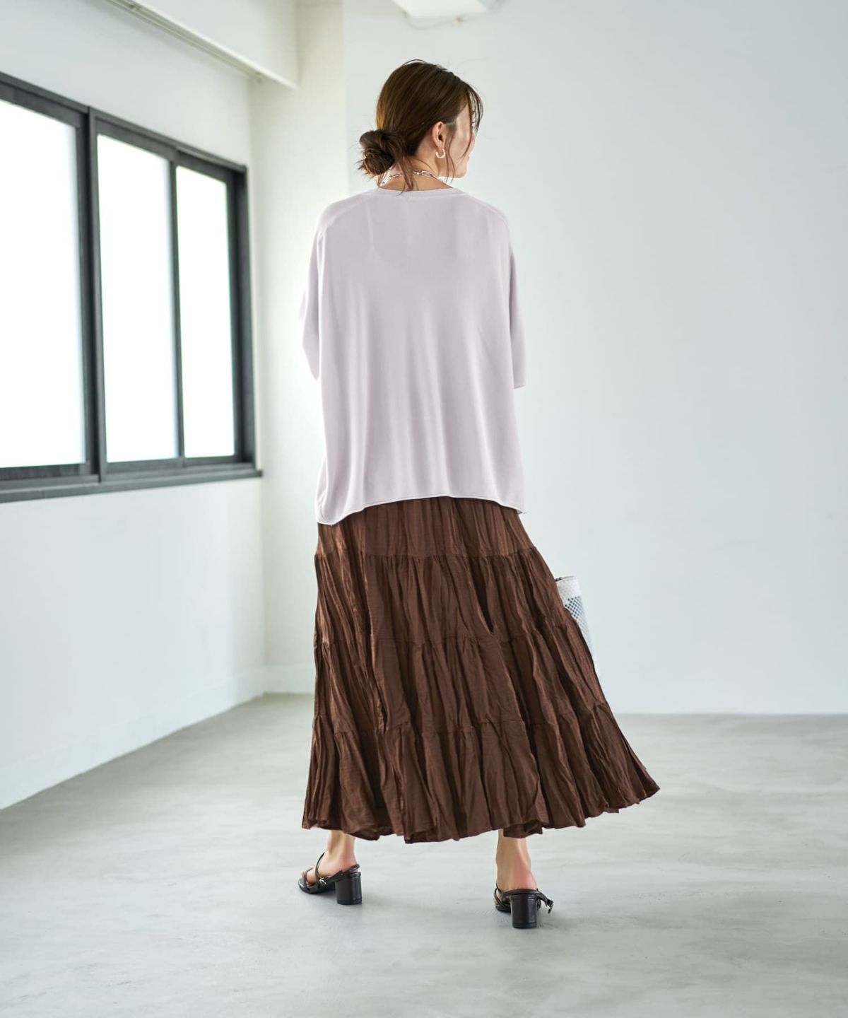 着用イメージ 166cm ラベンダー×ブラウン