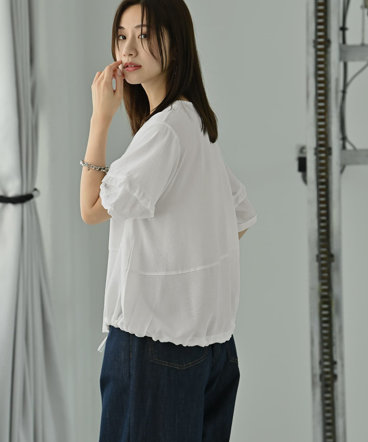 着用イメージ 172cm ホワイト