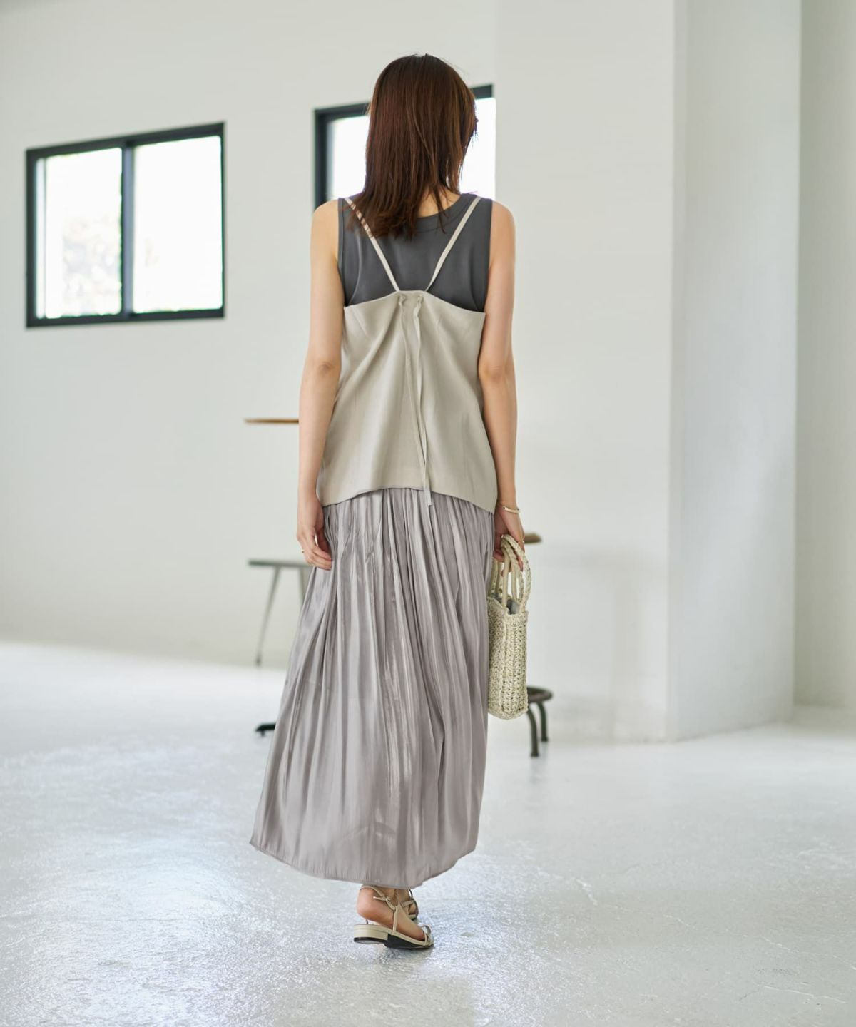 着用イメージ 166cm グレージュ