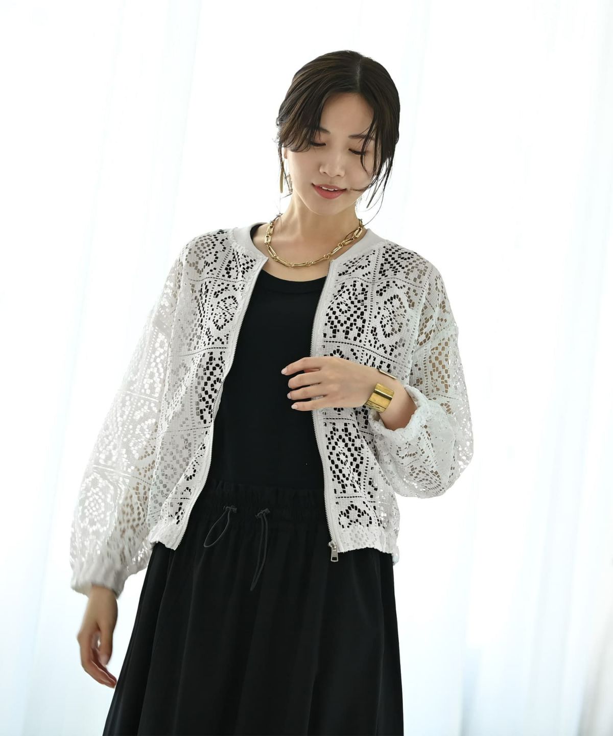 着用イメージ 172cm ホワイト