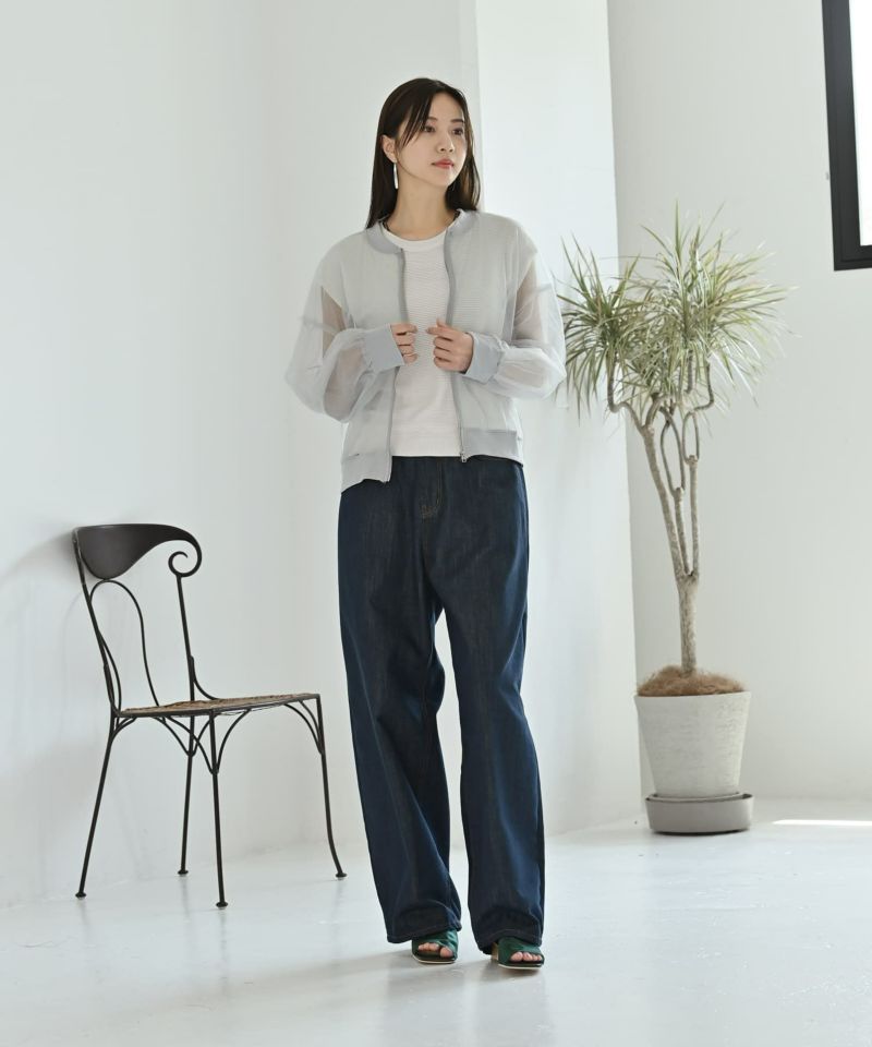 同梱不可商品]【BLK001】ジップアップシアーカーディガン【予約