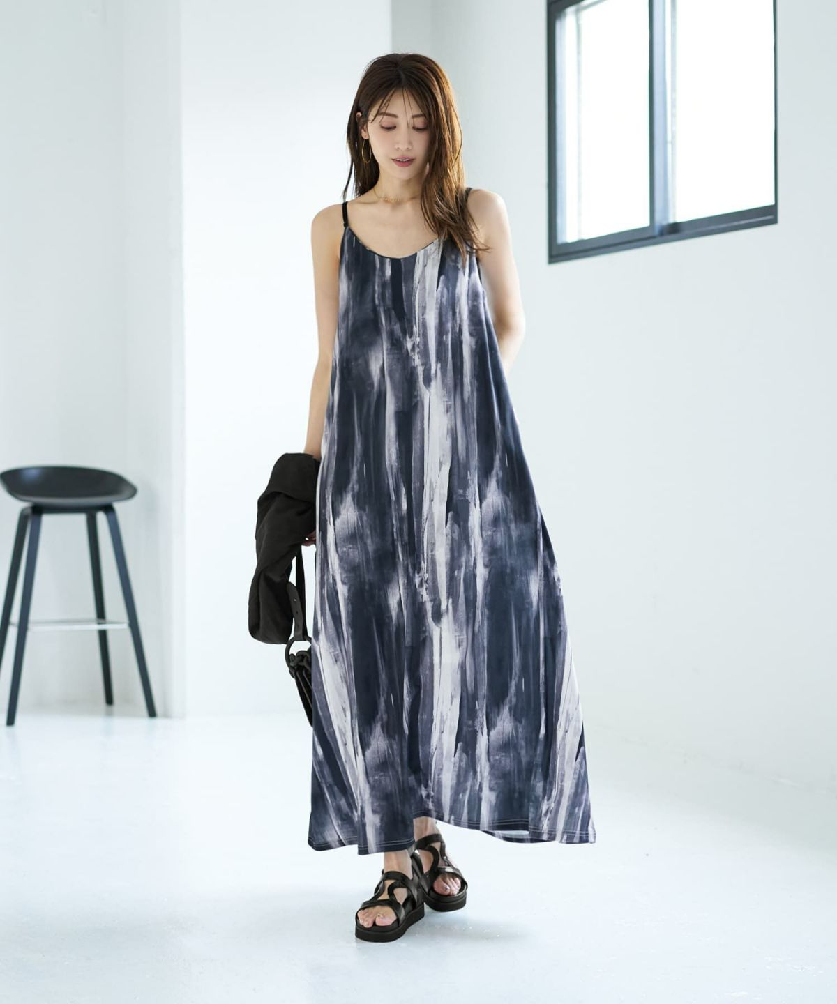 着用イメージ 167cm ブラックミックス 02サイズ