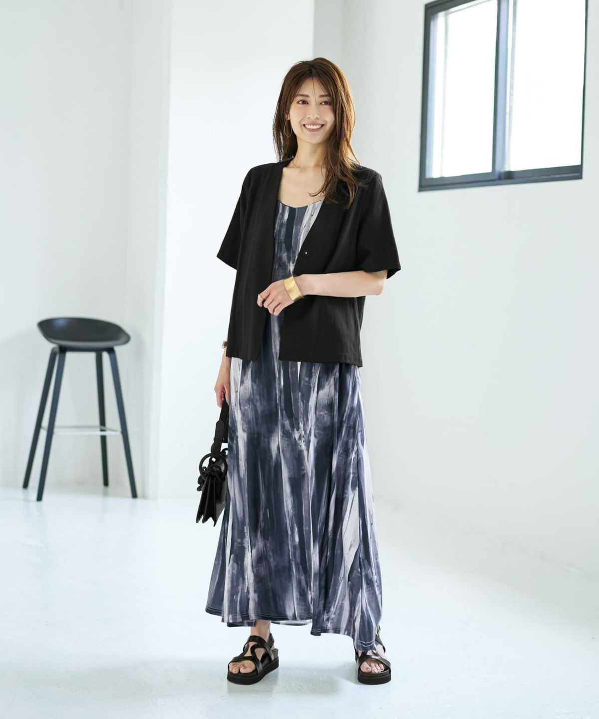 着用イメージ 167cm ブラックミックス 02サイズ