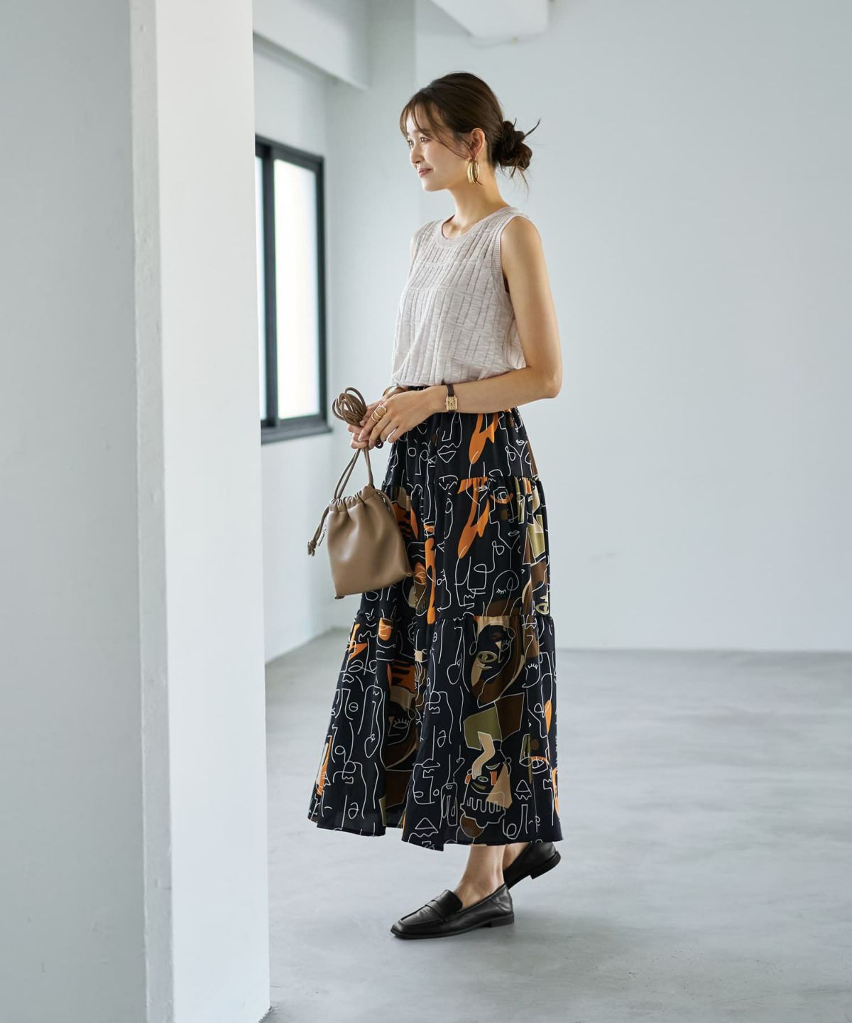 着用イメージ 166cm ブラックミックス