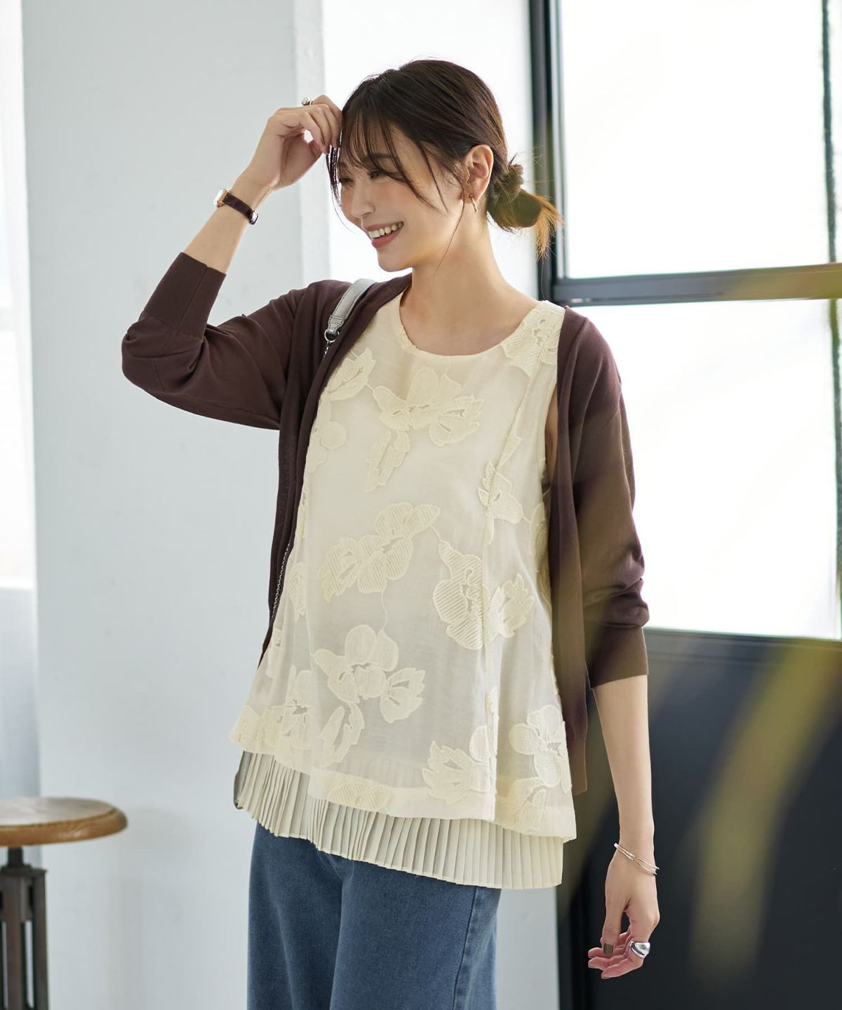 着用イメージ 166cm エクリュ