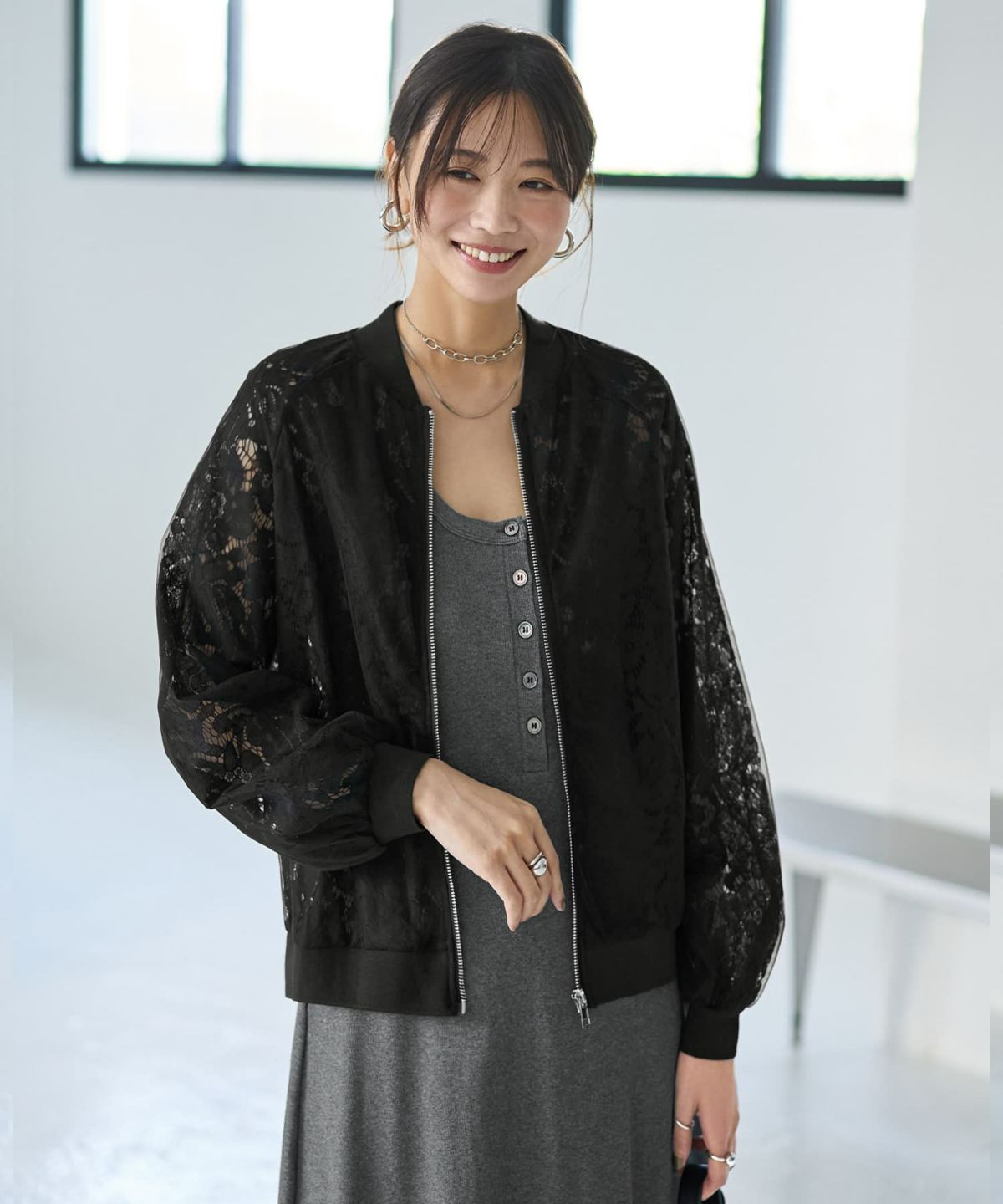 着用イメージ 166cm ブラック