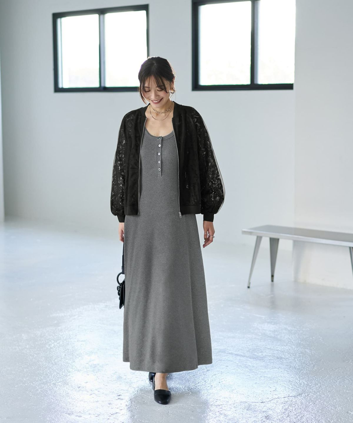 着用イメージ 166cm ブラック