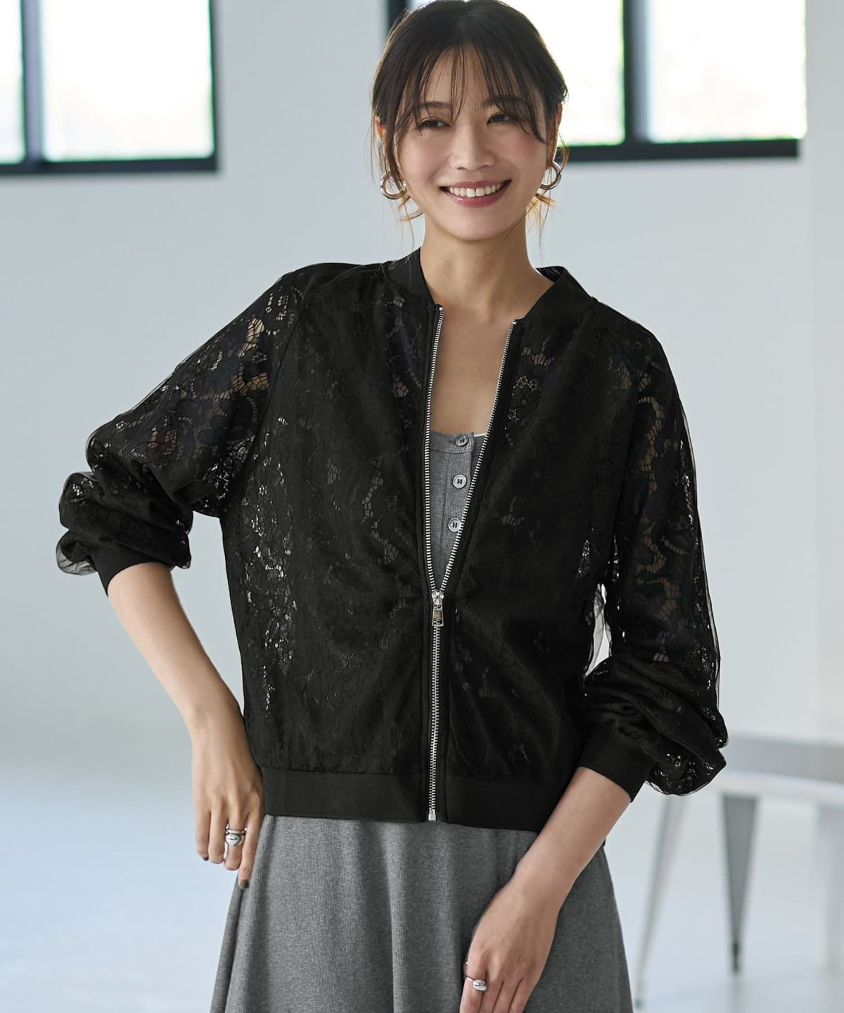 着用イメージ 166cm ブラック