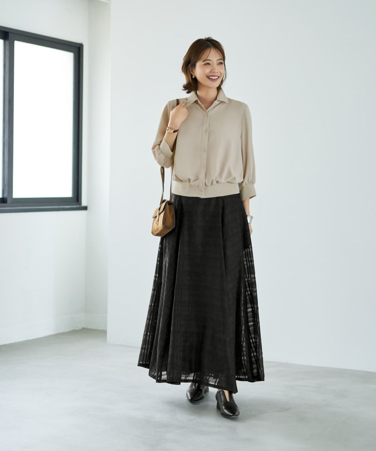 着用イメージ 167cm ライトベージュ