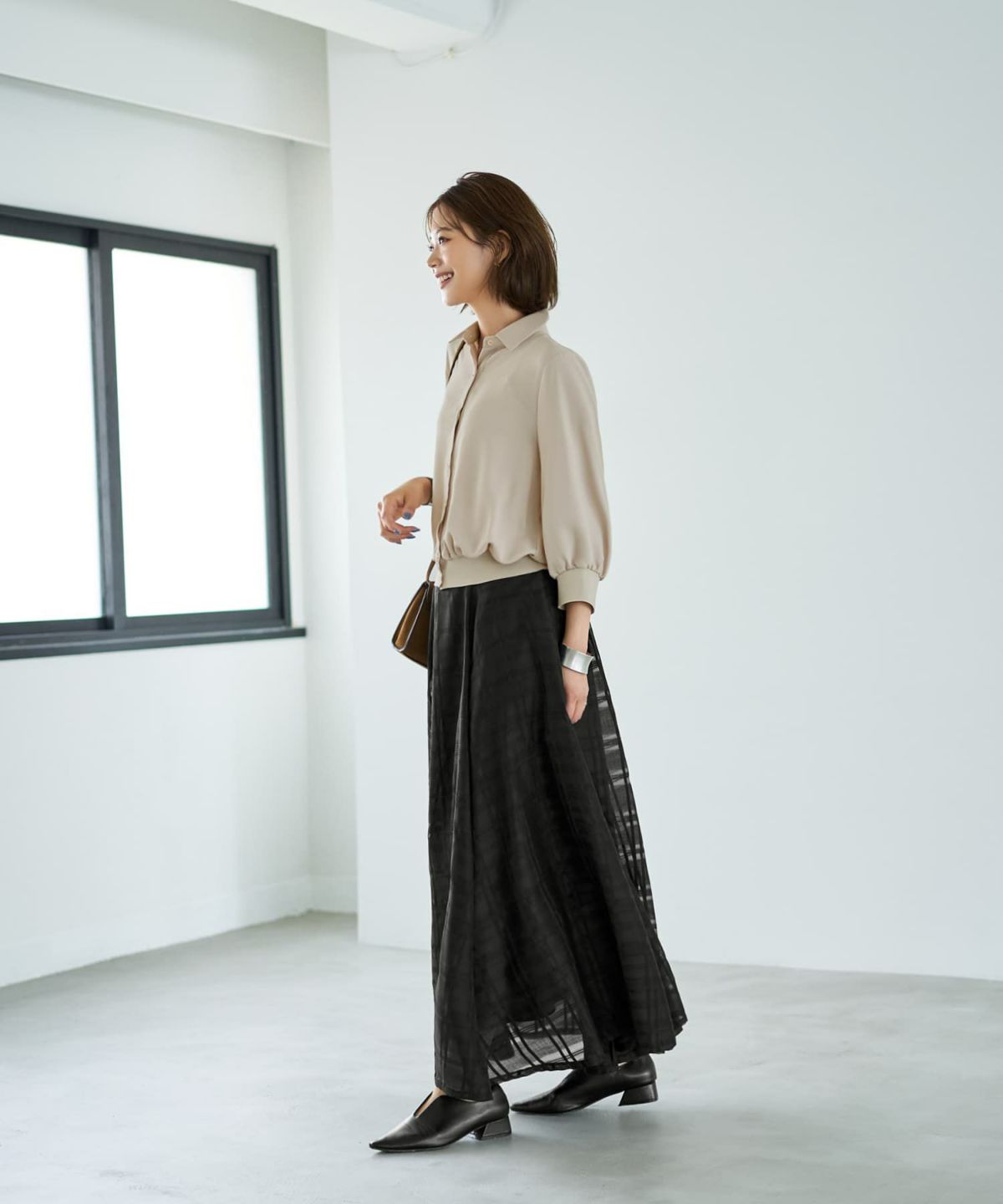 着用イメージ 167cm ライトベージュ