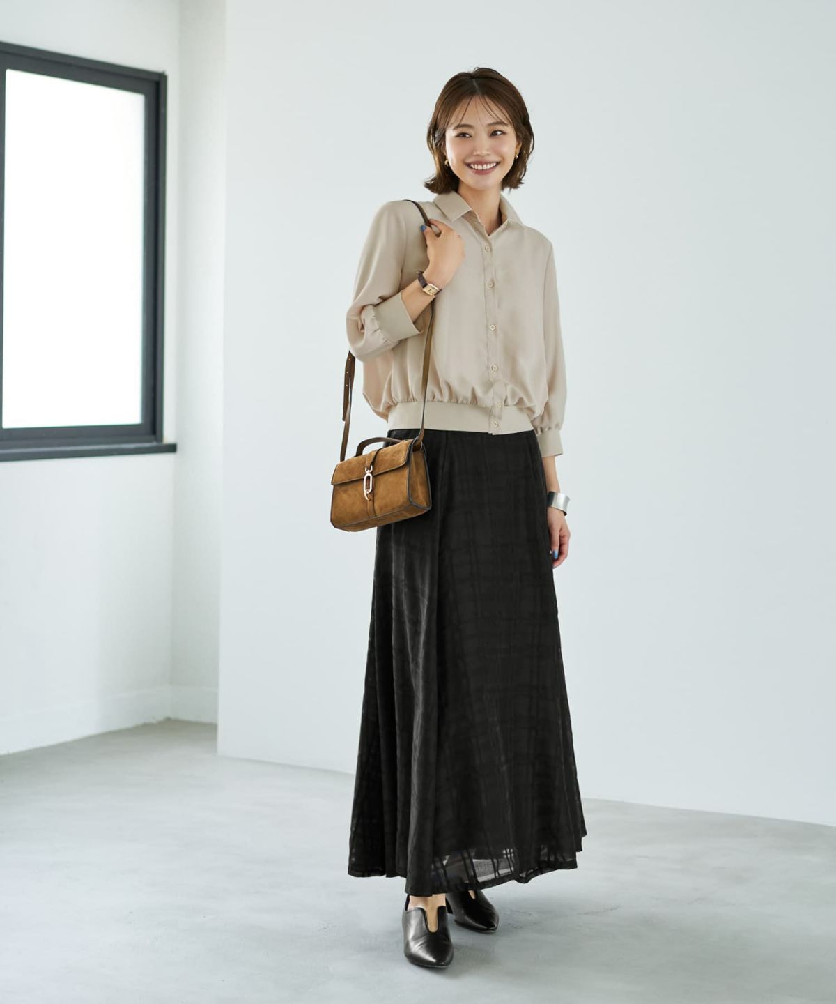 着用イメージ 167cm ライトベージュ